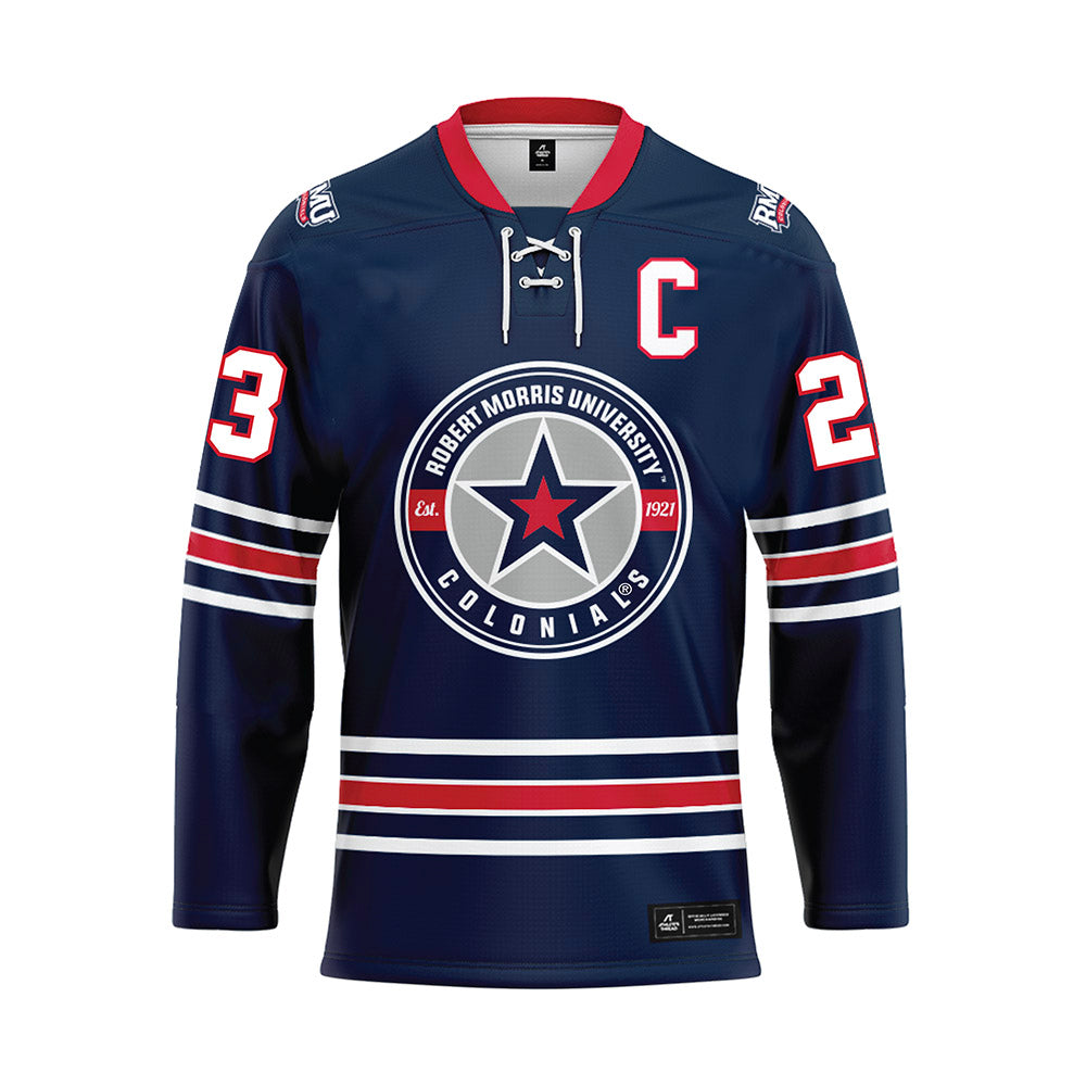 Robert Morris - NCAA Women's Ice Hockey : Ellie Marcovsky - Navy Hockey Jersey-1