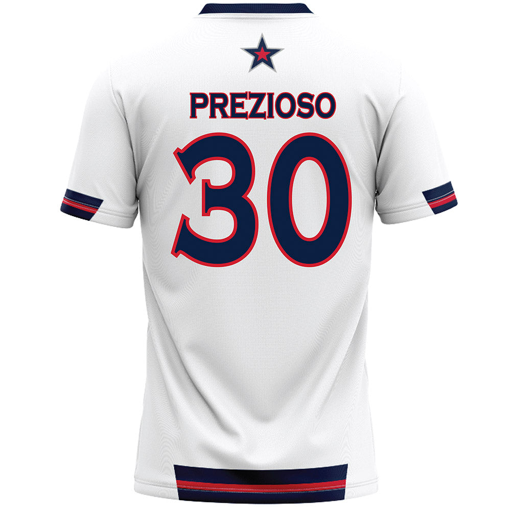 Robert Morris - NCAA Men's Lacrosse : Luke Prezioso - White Lacrosse Jersey -1