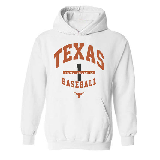 Texas - NCAA Baseball : Temo Becerra - Classic Fashion Shersey Hooded Sweatshirt-0