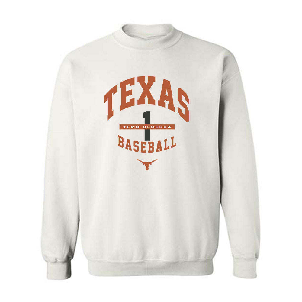 Texas - NCAA Baseball : Temo Becerra - Classic Fashion Shersey Crewneck Sweatshirt-0