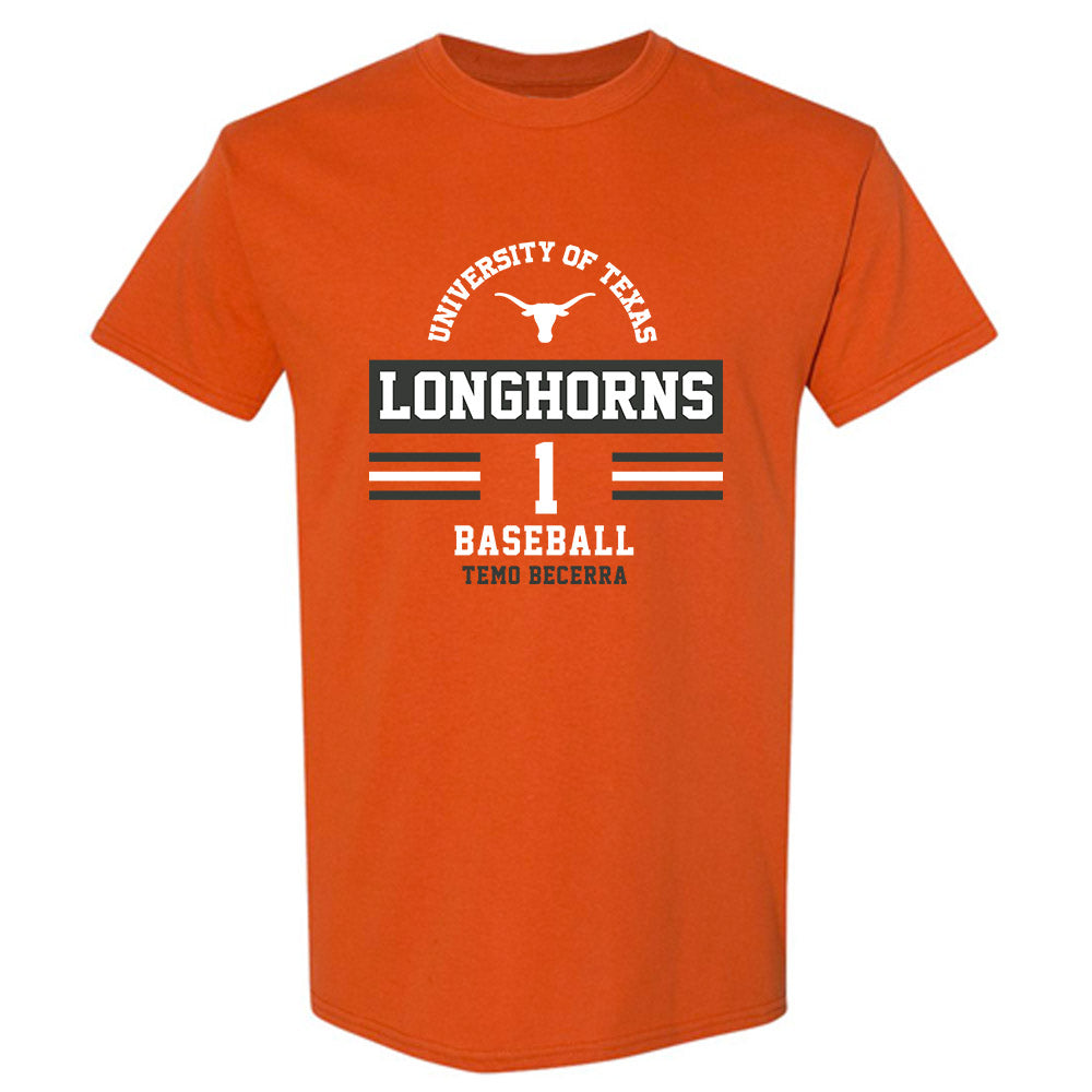Texas - NCAA Baseball : Temo Becerra - Classic Fashion Shersey T-Shirt-0