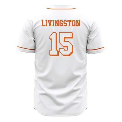Texas - NCAA Baseball : Josh Livingston - White Jersey-1