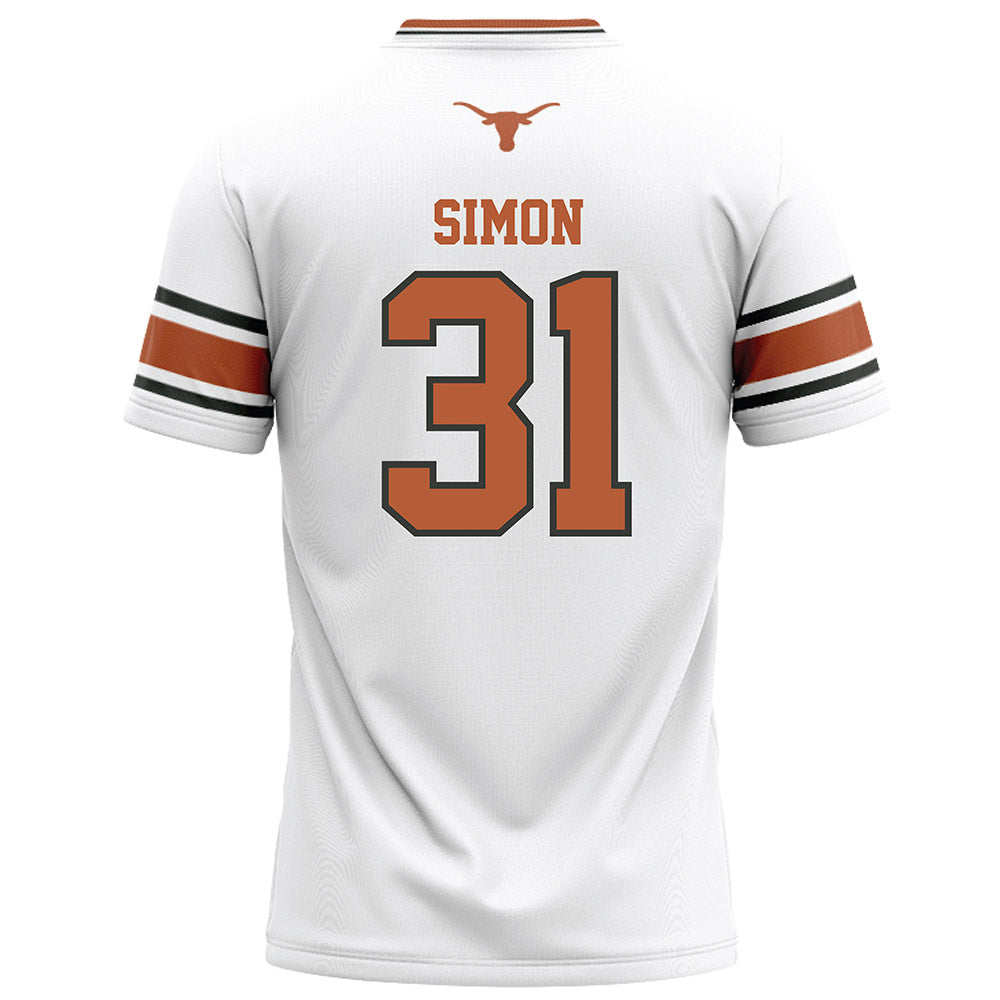 Texas - NCAA Football : James Simon - White Football Jersey-1