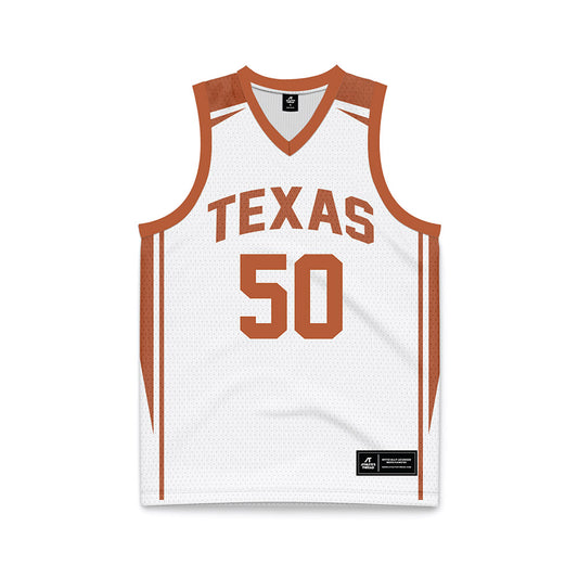 Texas - NCAA Women's Basketball : Abbie Boutilier - White Basketball Jersey-0