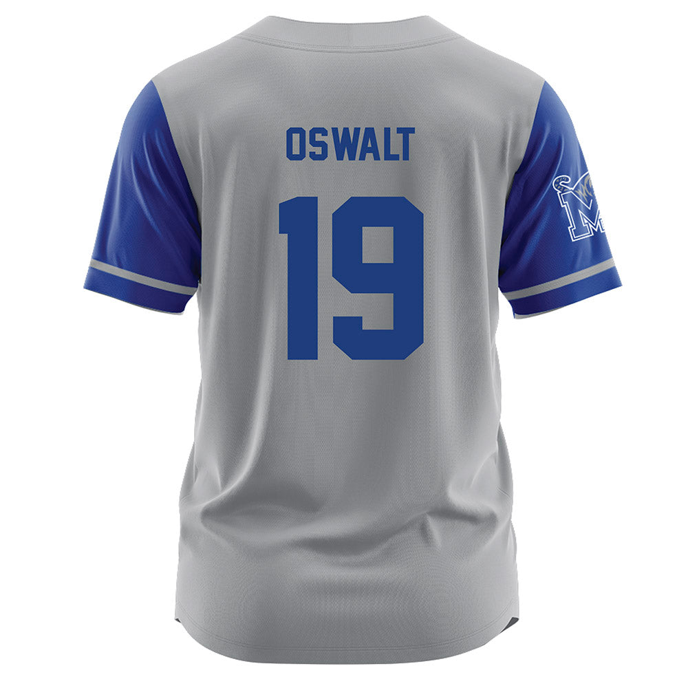 Memphis - NCAA Baseball : Davis Oswalt - Grey Jersey-1