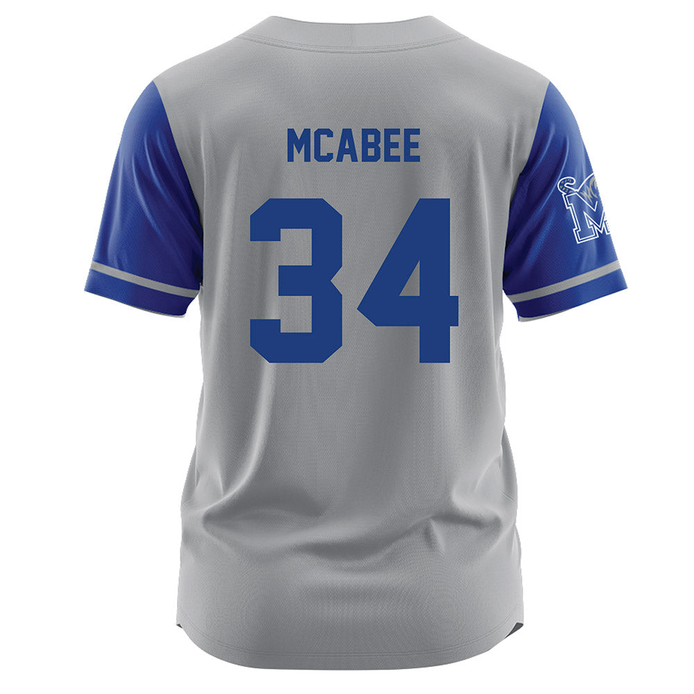 Memphis - NCAA Baseball : Brady McAbee - Grey Jersey-1