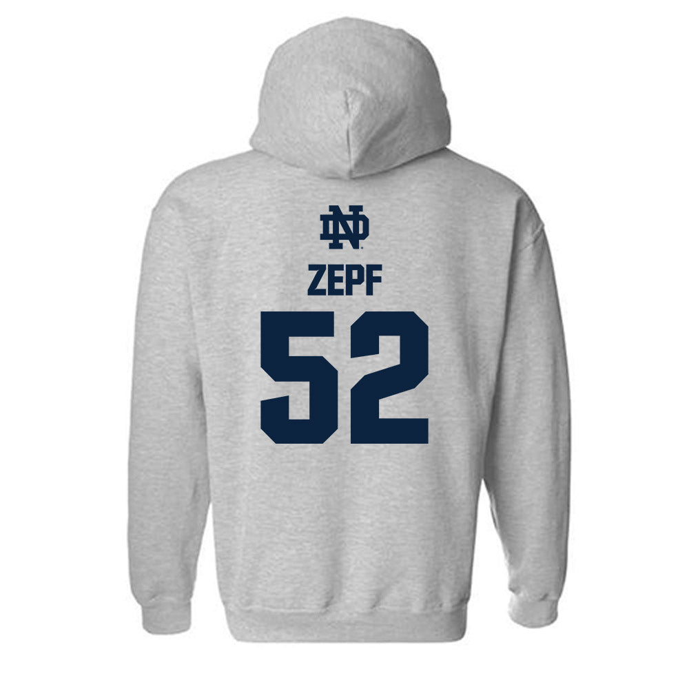 Notre Dame - NCAA Men's Lacrosse : Alex Zepf - Classic Fashion Shersey Hooded Sweatshirt-1
