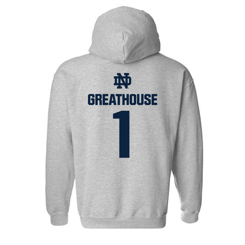 Notre Dame - NCAA Football : Jaden Greathouse - Classic Fashion Shersey Hooded Sweatshirt-1