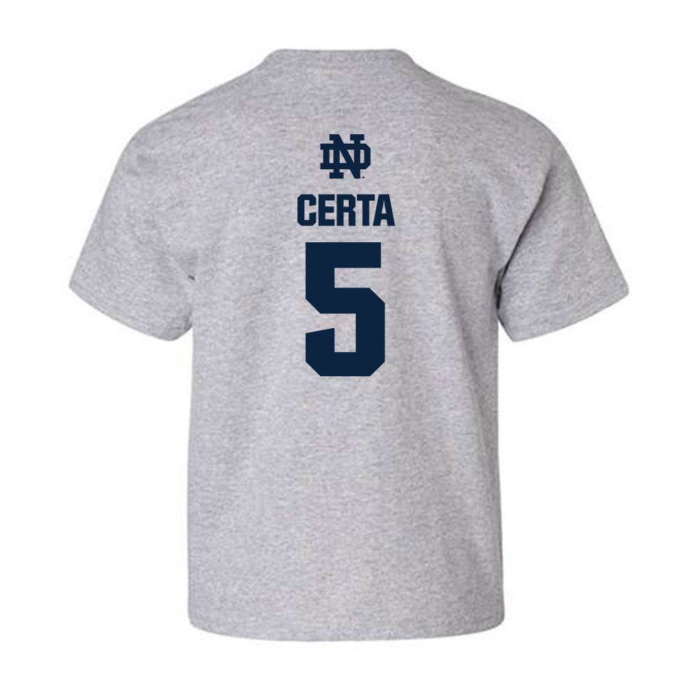 Notre Dame - NCAA Men's Basketball : Cole Certa - Classic Fashion Shersey Youth T-Shirt-1
