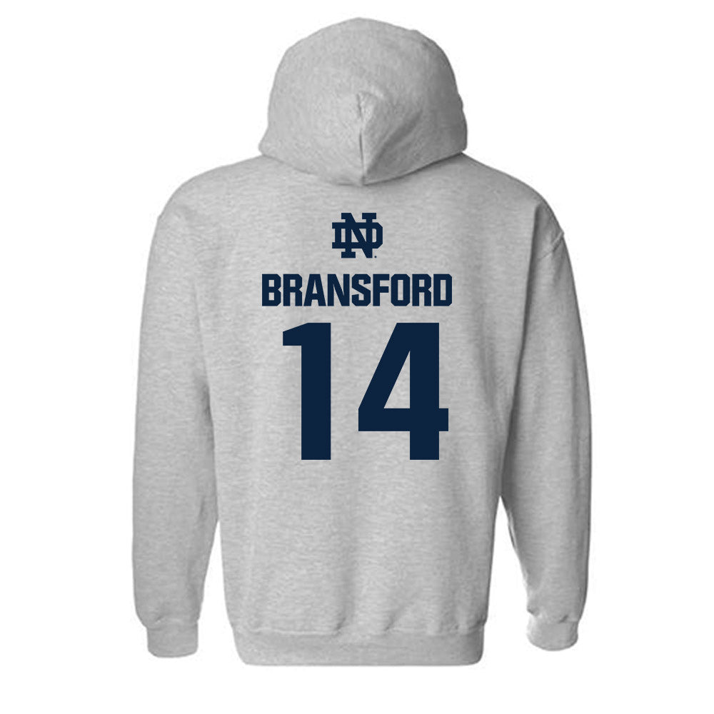 Notre Dame - NCAA Women's Basketball : Kk Bransford - Classic Fashion Shersey Hooded Sweatshirt-1
