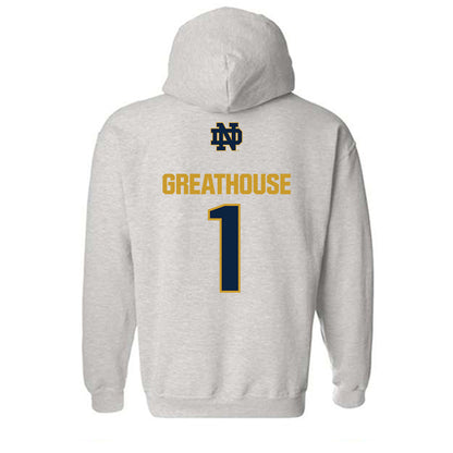 Notre Dame - NCAA Football : Jaden Greathouse - Classic Fashion Shersey Hooded Sweatshirt-1