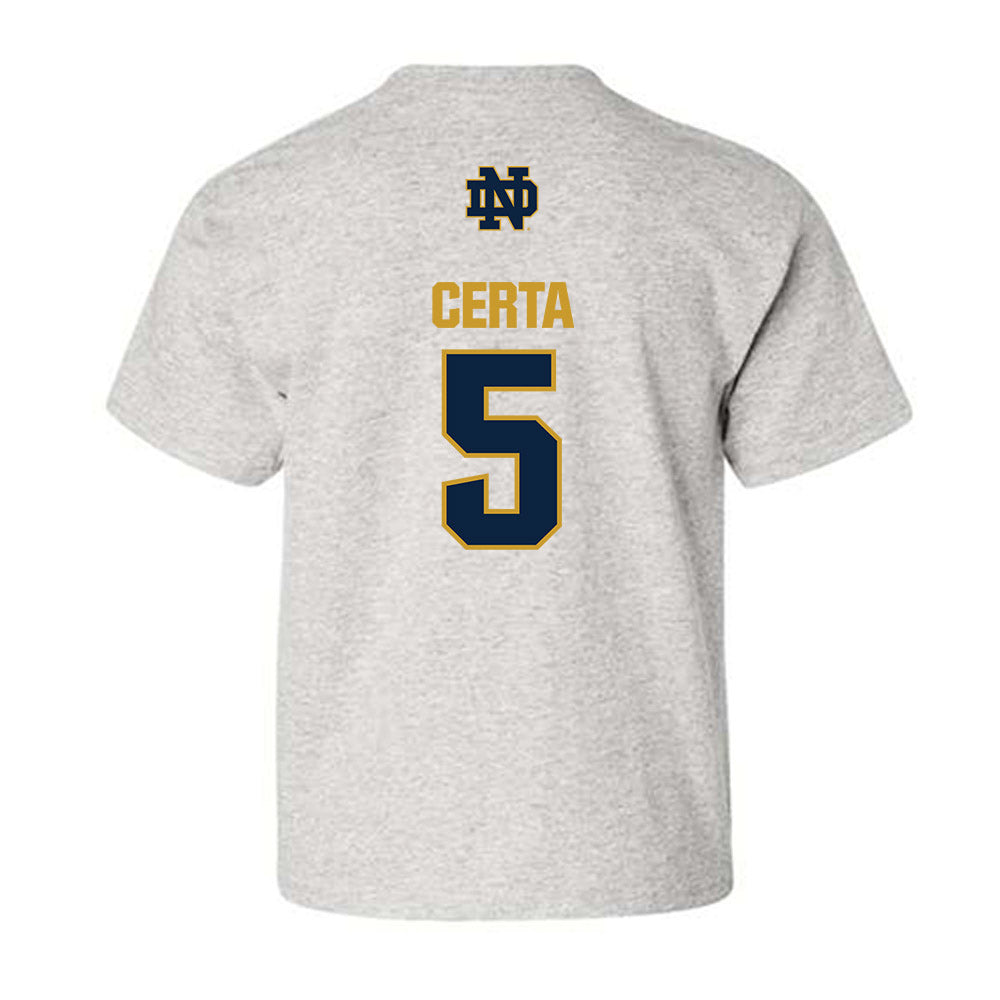 Notre Dame - NCAA Men's Basketball : Cole Certa - Classic Fashion Shersey Youth T-Shirt-1