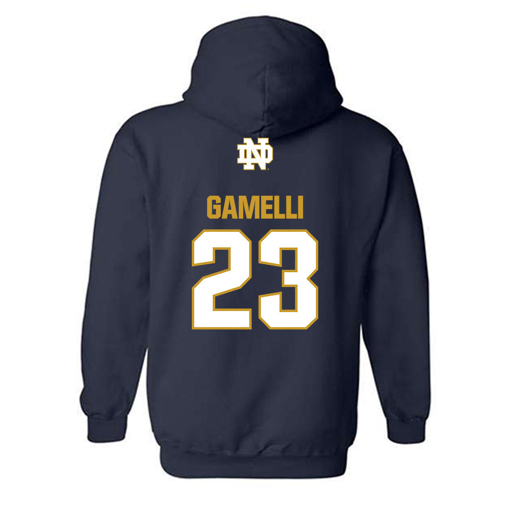 Notre Dame - NCAA Baseball : Gian Gamelli - Classic Fashion Shersey Hooded Sweatshirt-1