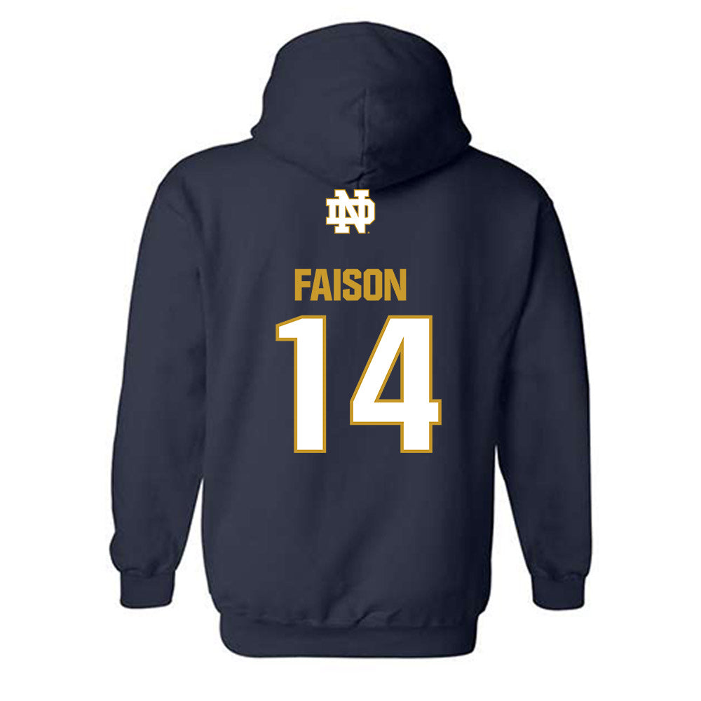 Notre Dame - NCAA Men's Lacrosse : Jordan Faison - Classic Fashion Shersey Hooded Sweatshirt-1