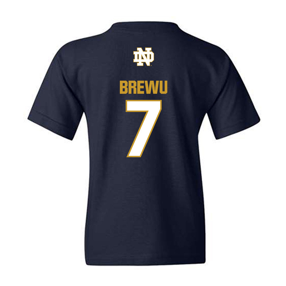Notre Dame - NCAA Football : Francis Brewu - Classic Fashion Shersey Youth T-Shirt-1