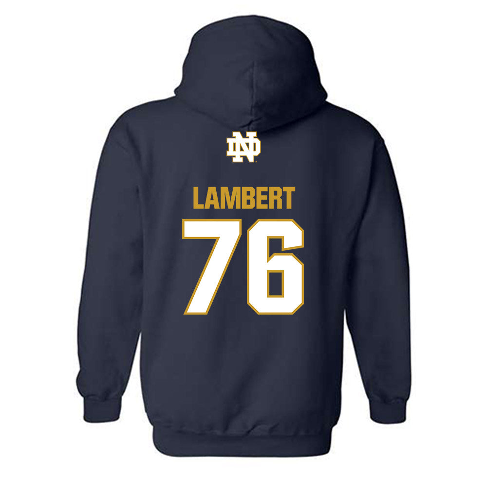 Notre Dame - NCAA Football : Guerby Lambert - Classic Fashion Shersey Hooded Sweatshirt-1