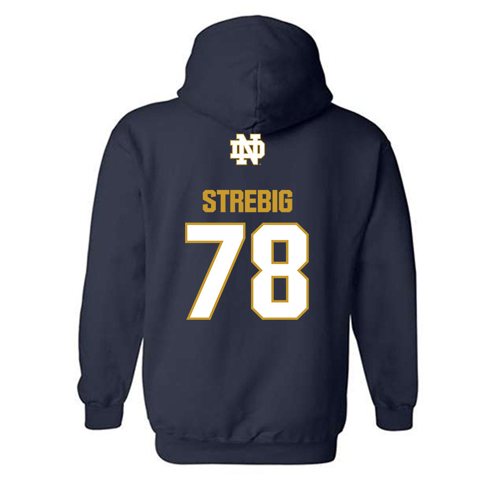 Notre Dame - NCAA Football : Owen Strebig - Classic Fashion Shersey Hooded Sweatshirt-1