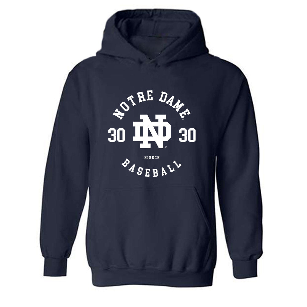 Notre Dame - NCAA Baseball : Xavier Hirsch - Classic Fashion Shersey Hooded Sweatshirt-0