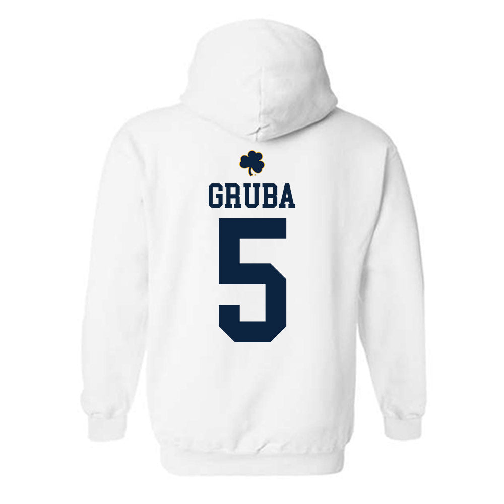 Notre Dame - NCAA Men's Ice Hockey : Leo Gruba - Classic Shersey Hooded Sweatshirt-1
