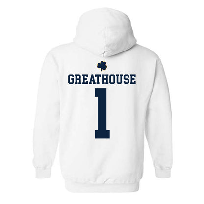 Notre Dame - NCAA Football : Jaden Greathouse - Classic Shersey Hooded Sweatshirt-1