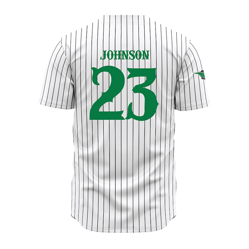 OKBU - NCAA Baseball : Quinn Johnson - White Pinstripe Jersey-1