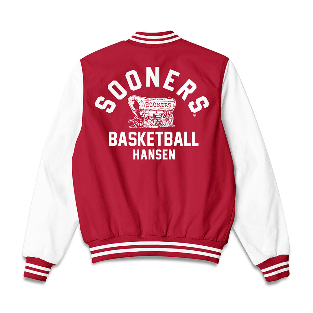 Oklahoma - NCAA Men's Basketball : Jake Hansen - Bomber Jacket-1