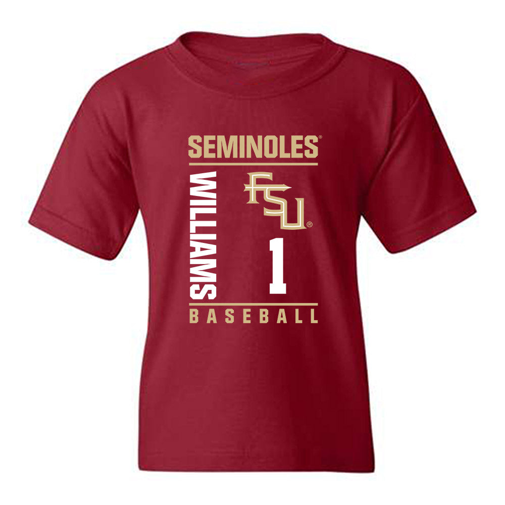 FSU - NCAA Baseball : Chase Williams - Fashion Shersey Youth T-Shirt-0
