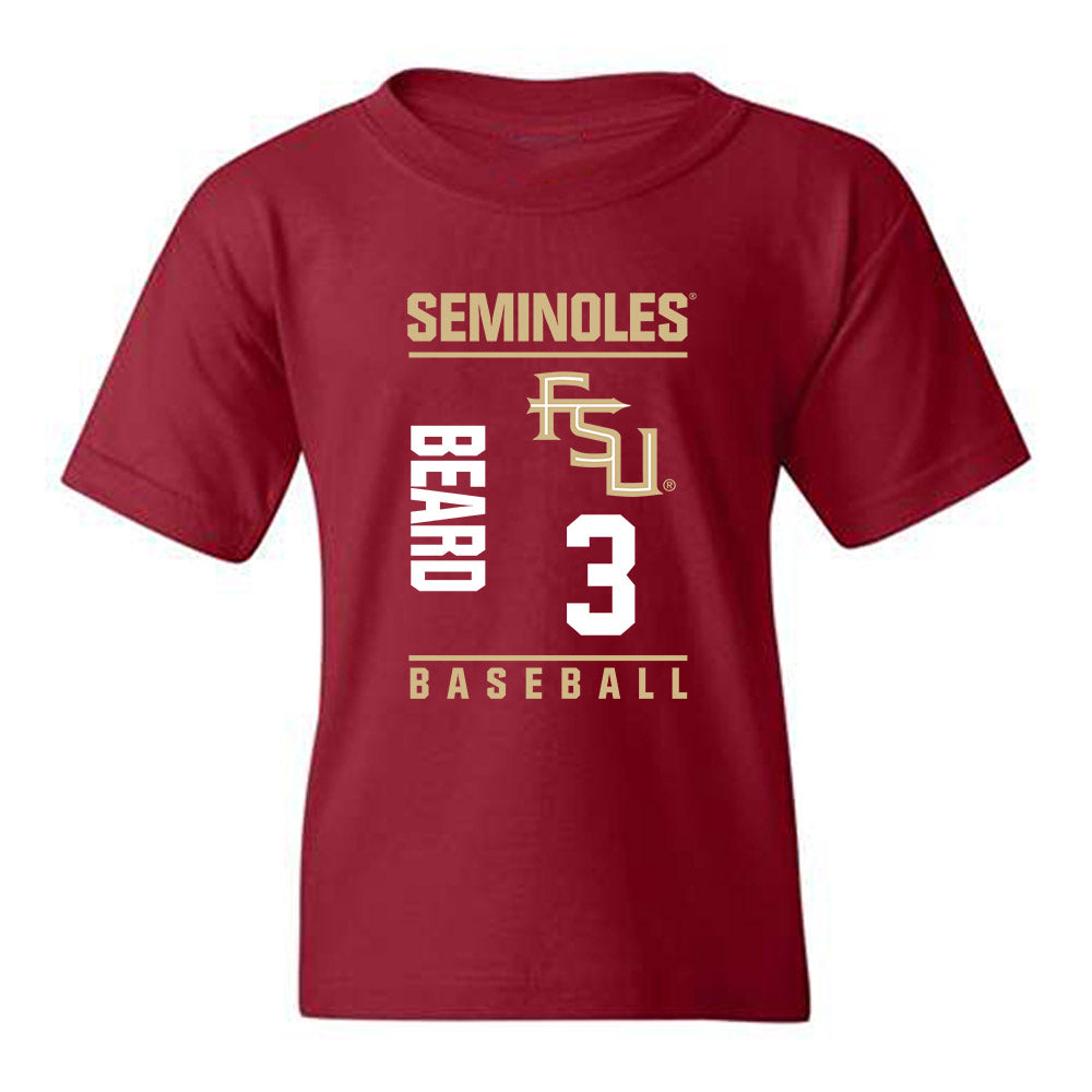 FSU - NCAA Baseball : Trey Beard - Fashion Shersey Youth T-Shirt-0
