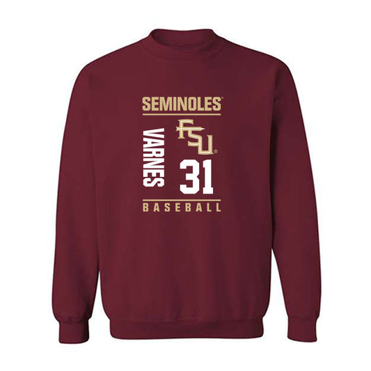 FSU - NCAA Baseball : Braxton Varnes - Fashion Shersey Crewneck Sweatshirt-0