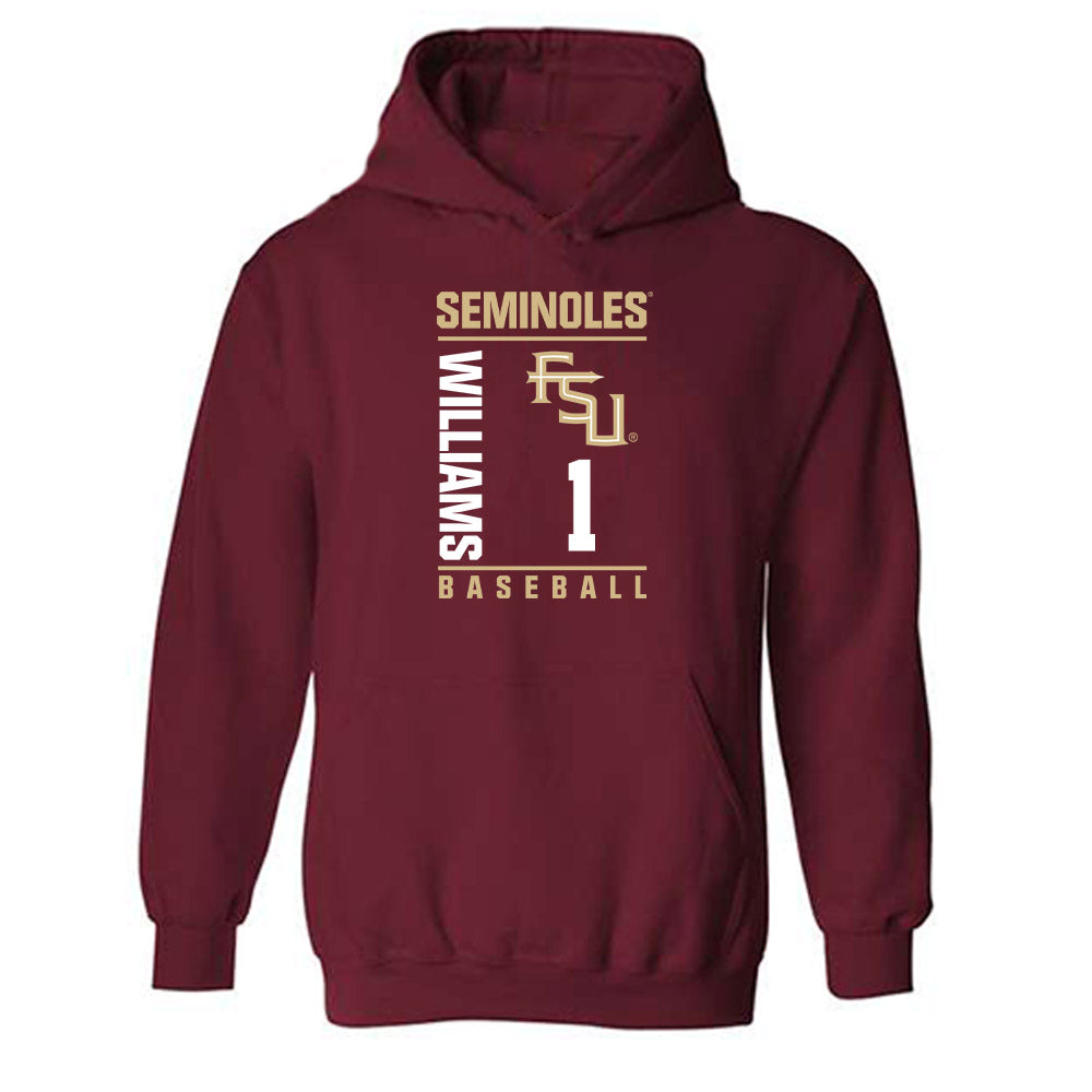 FSU - NCAA Baseball : Chase Williams - Fashion Shersey Hooded Sweatshirt-0