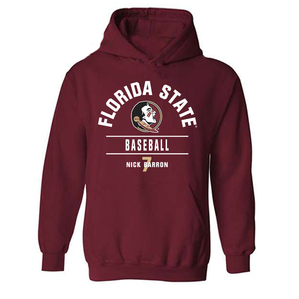 FSU - NCAA Baseball : Nick Barron - Classic Fashion Shersey Hooded Sweatshirt-0