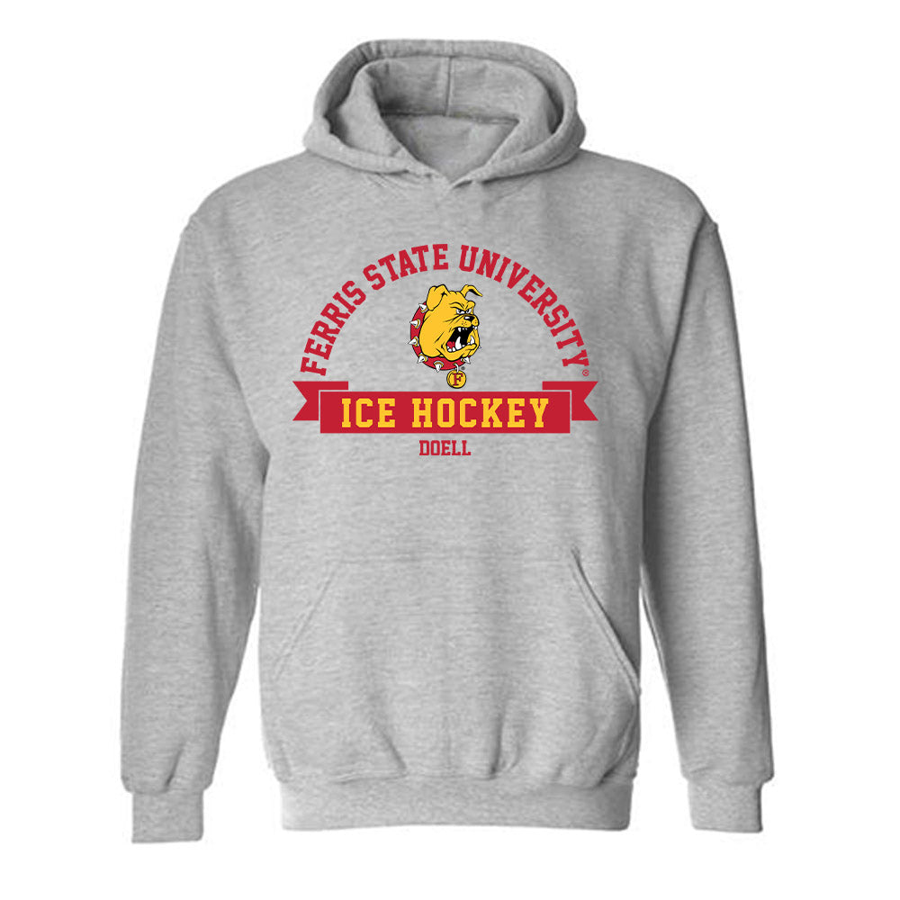 Ferris State - NCAA Men's Ice Hockey : Holden Doell - Classic Fashion Shersey Hooded Sweatshirt-0