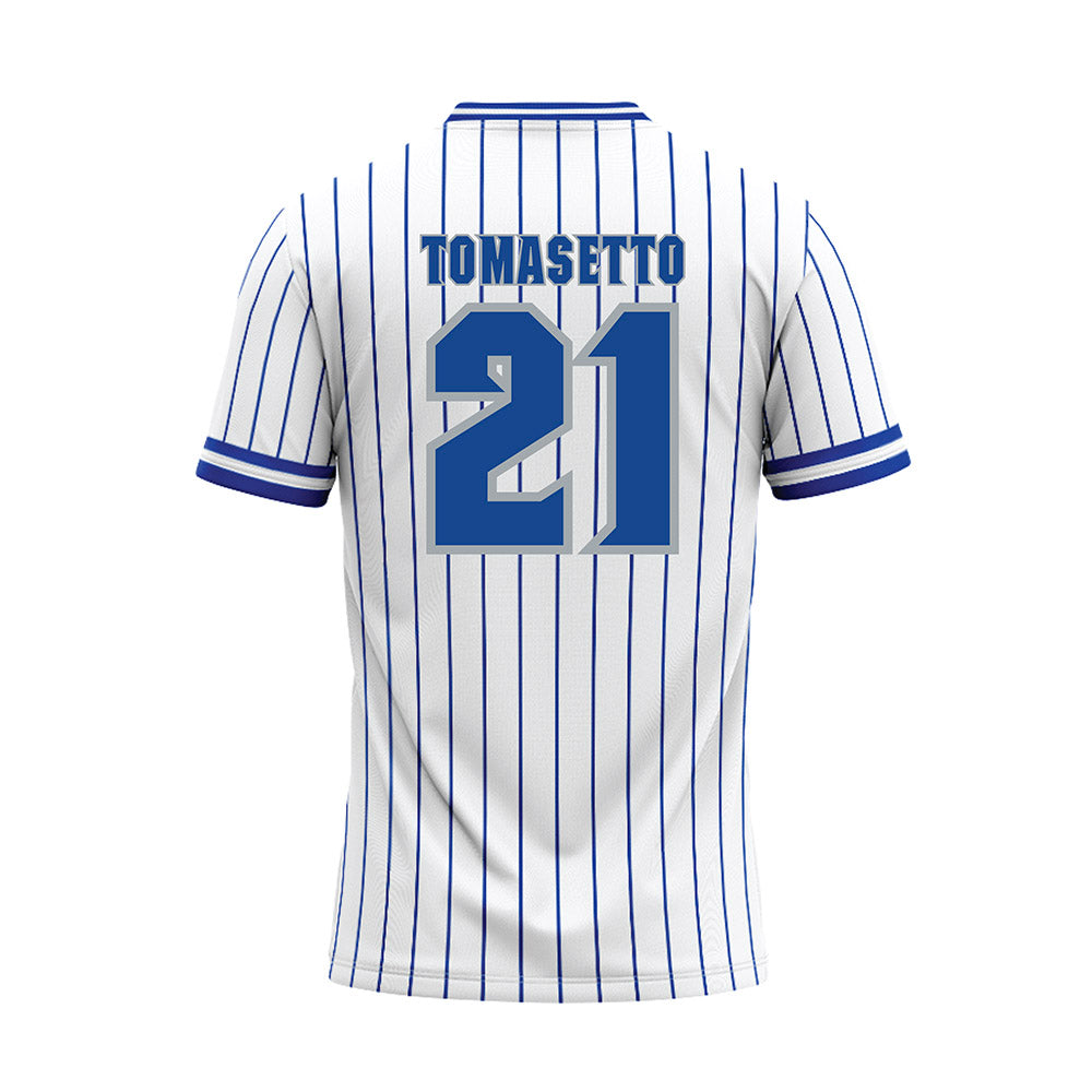 Seton Hall - NCAA Baseball : Nick Tomasetto - White Pinstripe Baseball Jersey-1