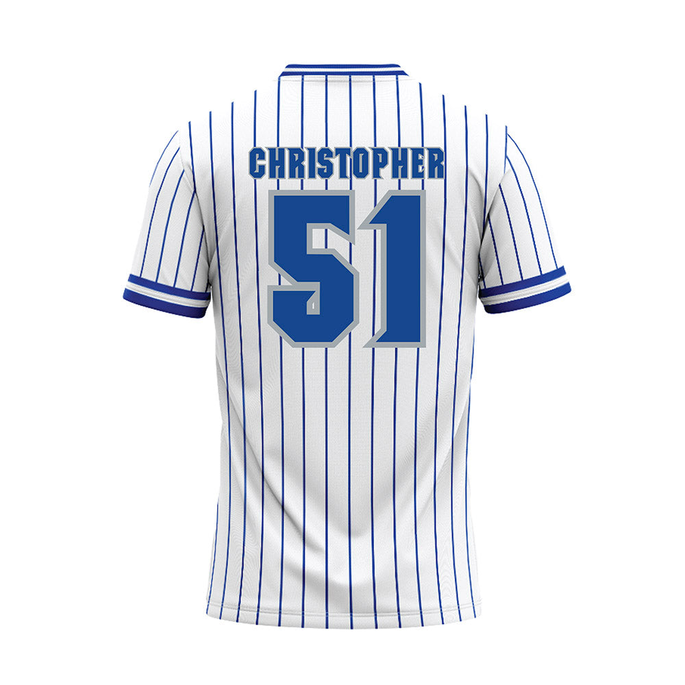 Seton Hall - NCAA Baseball : Mason Christopher - White Pinstripe Baseball Jersey-1