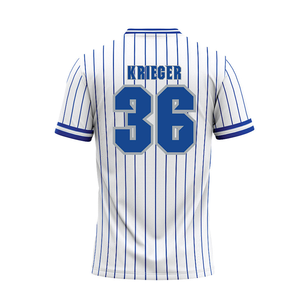 Seton Hall - NCAA Baseball : Magnus Krieger - White Pinstripe Baseball Jersey-1