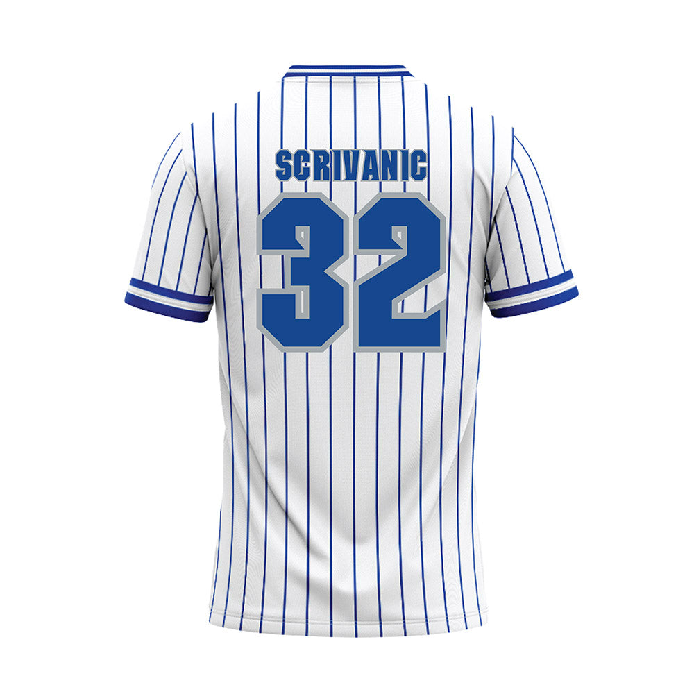 Seton Hall - NCAA Baseball : Frank Scrivanic - White Pinstripe Baseball Jersey-1