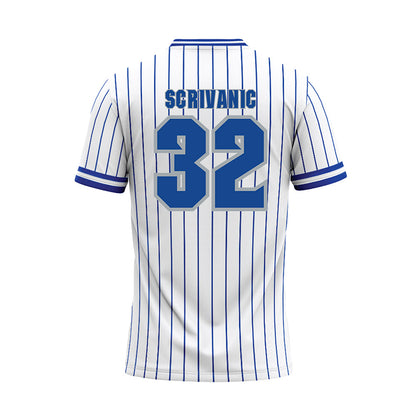 Seton Hall - NCAA Baseball : Frank Scrivanic - White Pinstripe Baseball Jersey-1
