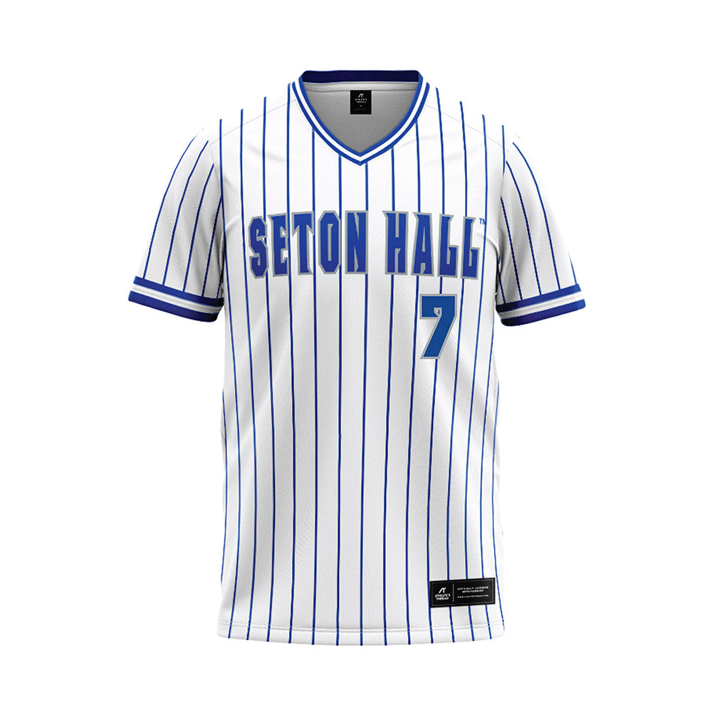 Seton Hall - NCAA Baseball : Stephen Curry - White Pinstripe Baseball Jersey-0