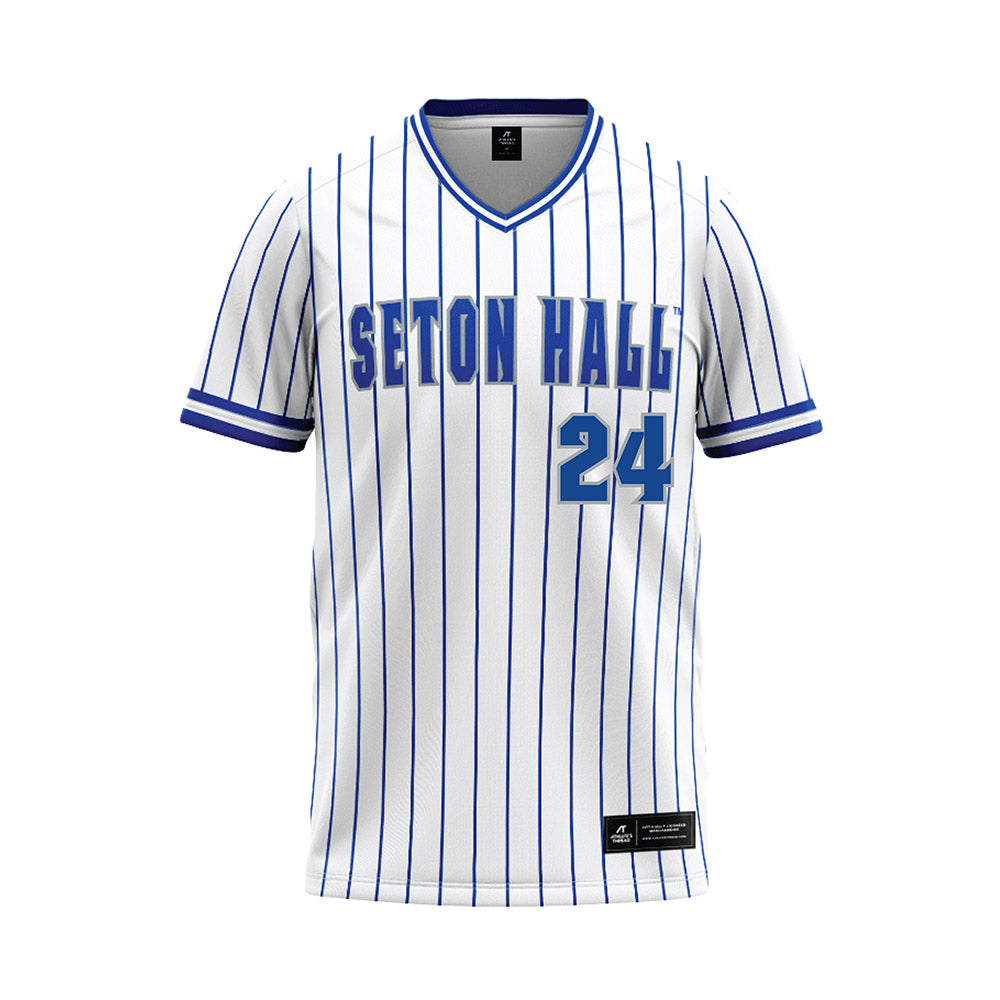 Seton Hall - NCAA Baseball : Gregory Bruno - White Pinstripe Jersey-0