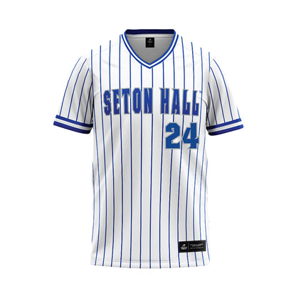 Seton Hall - NCAA Baseball : Gregory Bruno - White Pinstripe Jersey-0