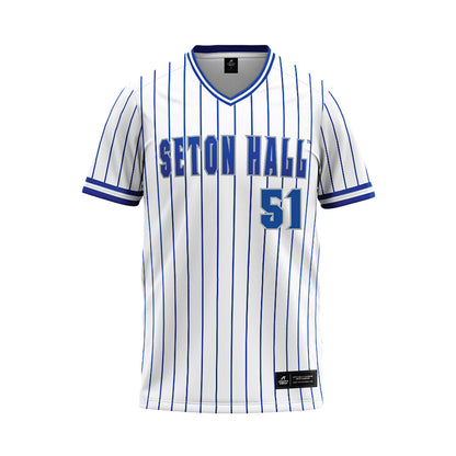Seton Hall - NCAA Baseball : Mason Christopher - White Pinstripe Baseball Jersey-0