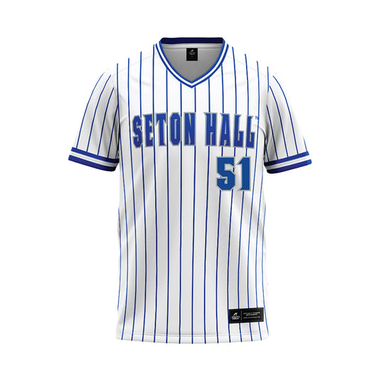Seton Hall - NCAA Baseball : Mason Christopher - White Pinstripe Baseball Jersey-0