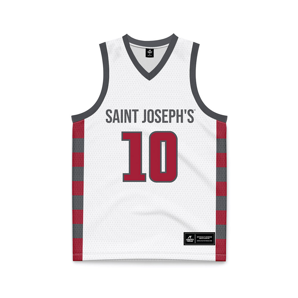 St. Joe's - NCAA Men's Basketball : Keoni Sacco - White Basketball Jersey-0