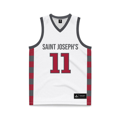 St. Joe's - NCAA Men's Basketball : Jaiden Glover-Toscano - White Basketball Jersey-0