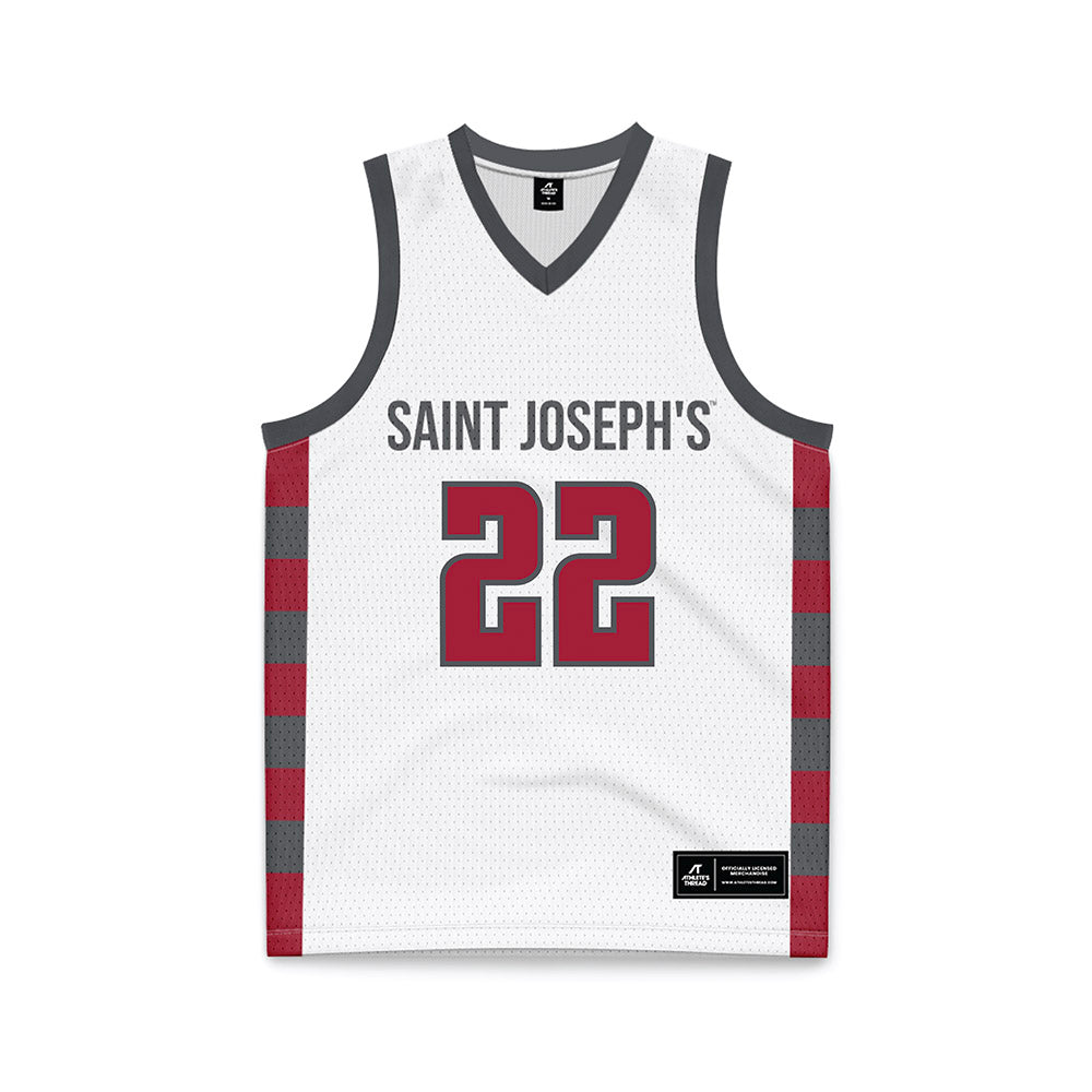 St. Joe's - NCAA Men's Basketball : Donovan Flamer - White Basketball Jersey-0