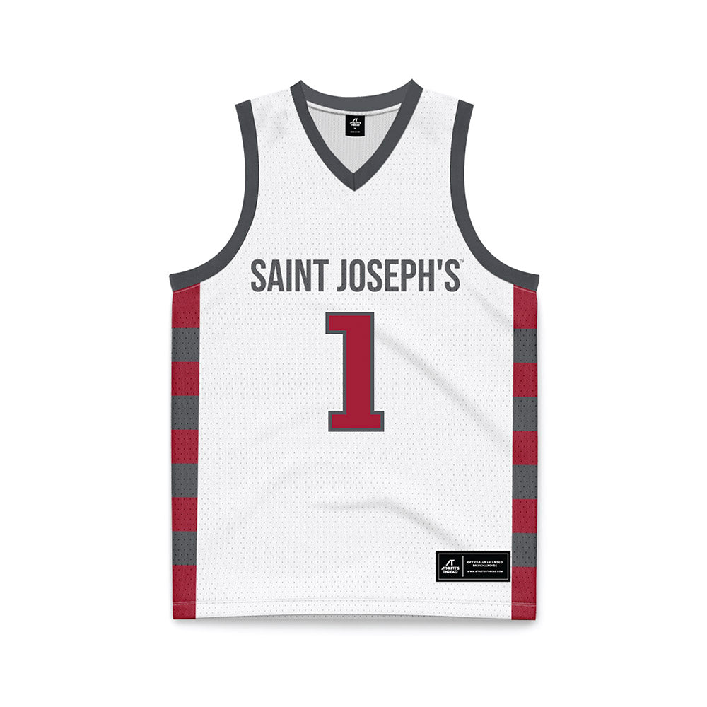 St. Joe's - NCAA Men's Basketball : Mekai Johnson - White Basketball Jersey-0