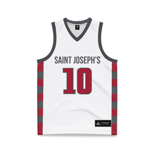 St. Joe's - NCAA Men's Basketball : Keoni Sacco - White Basketball Jersey-0