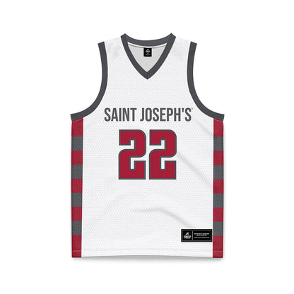 St. Joe's - NCAA Men's Basketball : Donovan Flamer - White Basketball Jersey-0