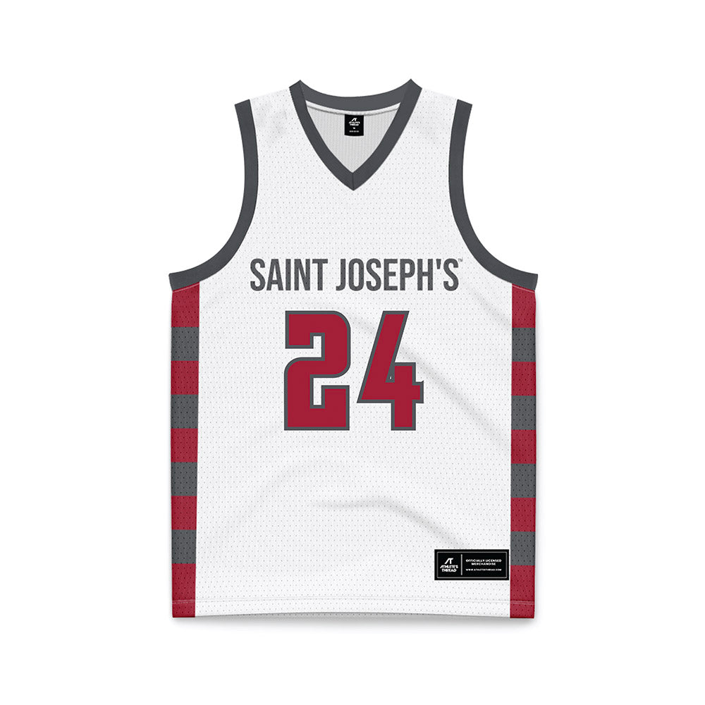 St. Joe's - NCAA Men's Basketball : Will Lange - White Basketball Jersey-0