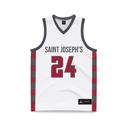 St. Joe's - NCAA Men's Basketball : Will Lange - White Basketball Jersey-0